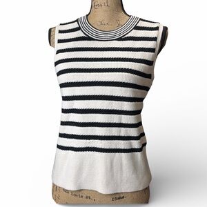 Talbots Black and Off White Striped Tank Top Sweater. NWT. Size small